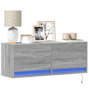 Nástěnná TV skříňka s LED osvětlením šedá sonoma 100x31x35 cm - obrázek 1