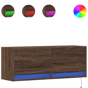 Nástěnná TV skříňka s LED osvětlením hnědý dub 100 x 31 x 35 cm - obrázek 2