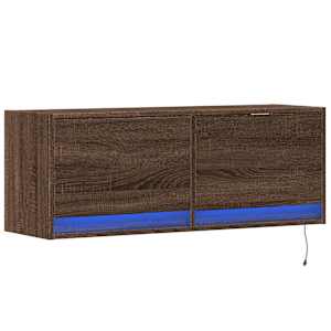 Nástěnná TV skříňka s LED osvětlením hnědý dub 100 x 31 x 35 cm - obrázek 3