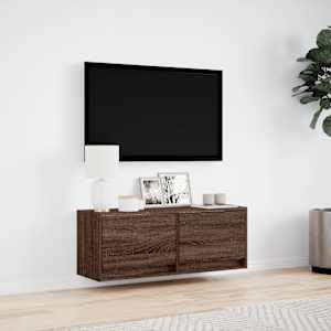 Nástěnná TV skříňka s LED osvětlením hnědý dub 100 x 31 x 35 cm - obrázek 4