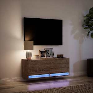 Nástěnná TV skříňka s LED osvětlením hnědý dub 100 x 31 x 35 cm - obrázek 5