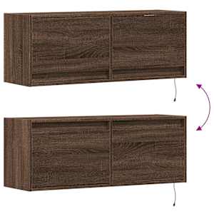 Nástěnná TV skříňka s LED osvětlením hnědý dub 100 x 31 x 35 cm - obrázek 10