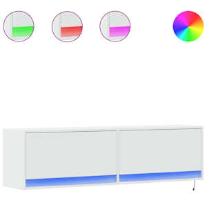 Nástěnná TV skříňka s LED osvětlením bílá 140 x 31 x 38 cm - obrázek 2