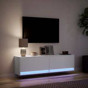 Nástěnná TV skříňka s LED osvětlením bílá 140 x 31 x 38 cm - obrázek 5