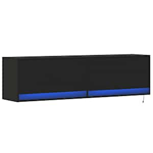 vidaXL Dulap TV de perete cu lumini LED negru 140x31x38 cm