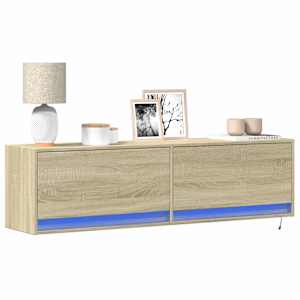 Nástěnná TV skříňka s LED osvětlením dub sonoma 140x31x38 cm - obrázek 1