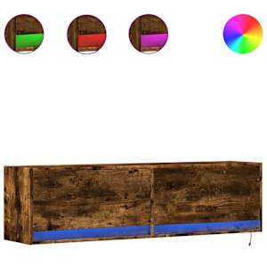 Nástěnná TV skříňka s LED osvětlením kouřový dub 140x31x38 cm - obrázek 2