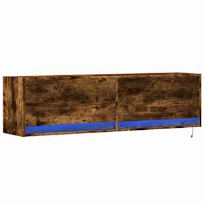 Nástěnná TV skříňka s LED osvětlením kouřový dub 140x31x38 cm - obrázek 3