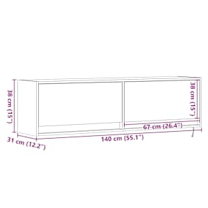 Nástěnná TV skříňka s LED osvětlením kouřový dub 140x31x38 cm - obrázek 16