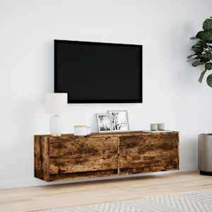 Nástěnná TV skříňka s LED osvětlením kouřový dub 140x31x38 cm - obrázek 4