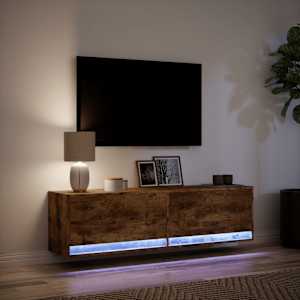 Nástěnná TV skříňka s LED osvětlením kouřový dub 140x31x38 cm - obrázek 5
