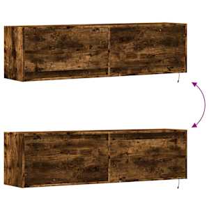 Nástěnná TV skříňka s LED osvětlením kouřový dub 140x31x38 cm - obrázek 10