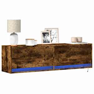 Nástěnná TV skříňka s LED osvětlením kouřový dub 140x31x38 cm - obrázek 1