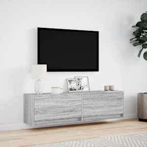Nástěnná TV skříňka s LED osvětlením šedá sonoma 140x31x38 cm - obrázek 4