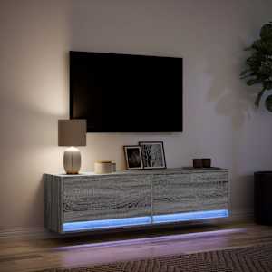Nástěnná TV skříňka s LED osvětlením šedá sonoma 140x31x38 cm - obrázek 5