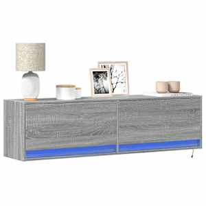 Nástěnná TV skříňka s LED osvětlením šedá sonoma 140x31x38 cm - obrázek 1