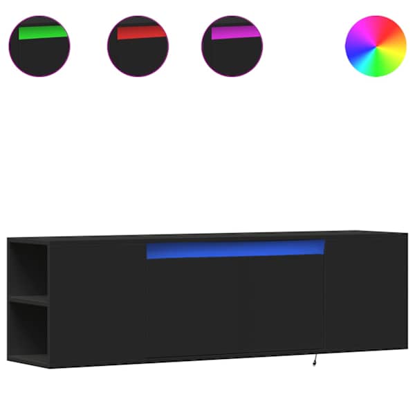 vidaXL teleri seinakapp LED-tuledega, must, 135x31x39,5 cm