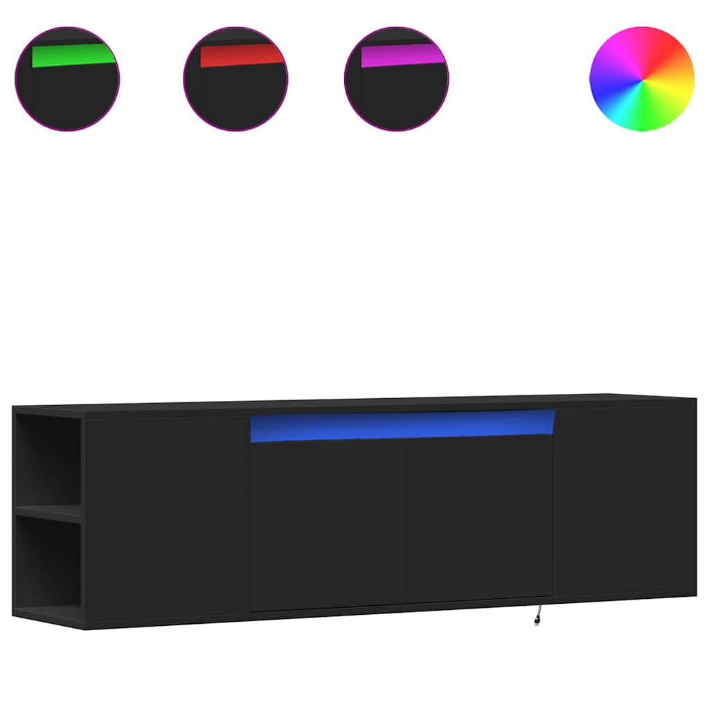 E-shop vidaXL TV nástenná skrinka s LED svetlami čierna 135x31x39,5 cm