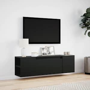Nástěnná TV skříňka s LED osvětlením černá 135 x 31 x 39,5 cm - obrázek 4