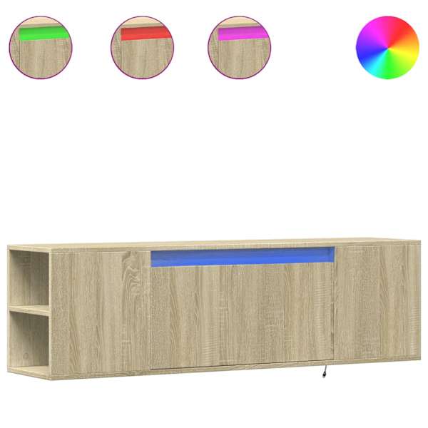 vidaXL teleri seinakapp LED-tuledega, Sonoma tamm, 135x31x39,5 cm