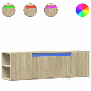 Nástěnná TV skříňka s LED osvětlením dub sonoma 135x31x39,5 cm - obrázek 2
