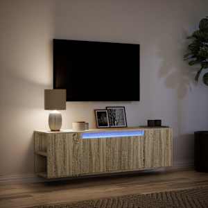 Nástěnná TV skříňka s LED osvětlením dub sonoma 135x31x39,5 cm - obrázek 5