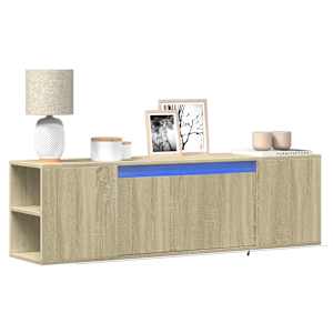 Nástěnná TV skříňka s LED osvětlením dub sonoma 135x31x39,5 cm - obrázek 1