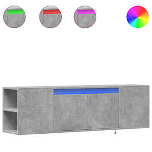 Nástěnná TV skříňka s LED betonově šedá 135 x 31 x 39,5 cm - obrázek 2