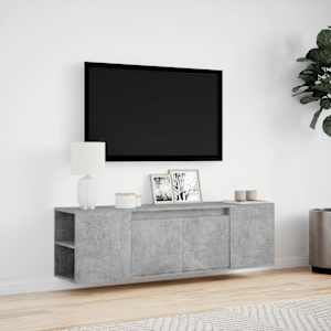 Nástěnná TV skříňka s LED betonově šedá 135 x 31 x 39,5 cm - obrázek 4
