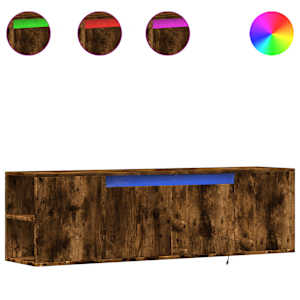 Nástěnná TV skříňka s LED osvětlením kouřový dub 135x31x39,5 cm - obrázek 2