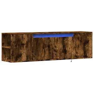 Nástěnná TV skříňka s LED osvětlením kouřový dub 135x31x39,5 cm - obrázek 3
