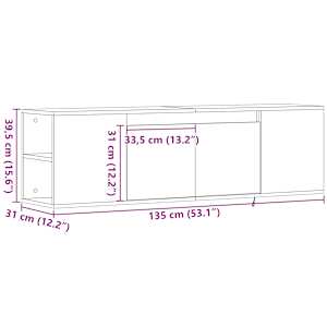 Nástěnná TV skříňka s LED osvětlením kouřový dub 135x31x39,5 cm - obrázek 15