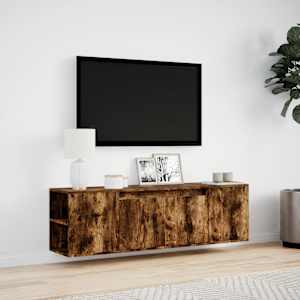 Nástěnná TV skříňka s LED osvětlením kouřový dub 135x31x39,5 cm - obrázek 4