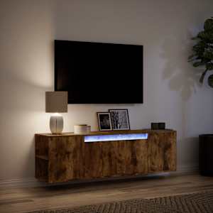 Nástěnná TV skříňka s LED osvětlením kouřový dub 135x31x39,5 cm - obrázek 5