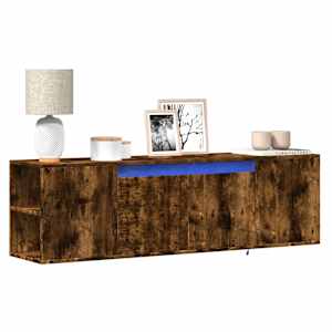 Nástěnná TV skříňka s LED osvětlením kouřový dub 135x31x39,5 cm - obrázek 1
