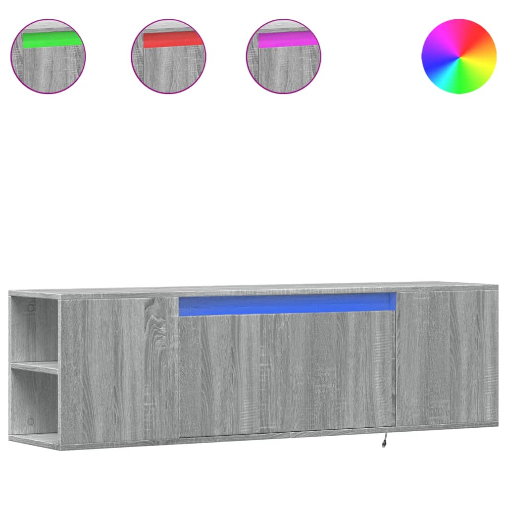 Thumbnail - vidaXL TV-Wandschrank mit LED-Beleuchtung Grau Sonoma 135x31x39,5 cm