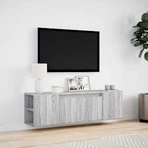 Nástěnná TV skříňka s LED osvětlením šedá sonoma 135x31x39,5 cm - obrázek 4