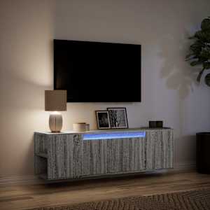 Nástěnná TV skříňka s LED osvětlením šedá sonoma 135x31x39,5 cm - obrázek 5
