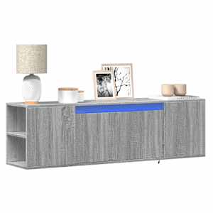 Nástěnná TV skříňka s LED osvětlením šedá sonoma 135x31x39,5 cm - obrázek 1