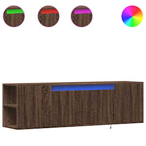 Nástěnná TV skříňka s LED osvětlením hnědý dub 135x31x39,5 cm - obrázek 2