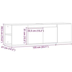Nástěnná TV skříňka s LED osvětlením hnědý dub 135x31x39,5 cm - obrázek 15