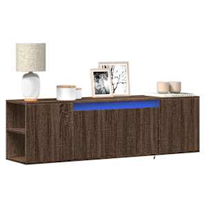 Nástěnná TV skříňka s LED osvětlením hnědý dub 135x31x39,5 cm - obrázek 1