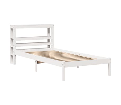 vidaXL Cadru pat fără saltea, alb, 100x200 cm, lemn masiv pin