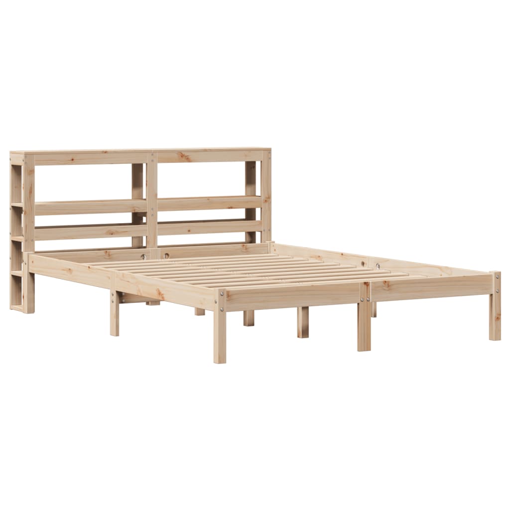 vidaXL Bedframe zonder matras massief grenenhout 140x200 cm bruin, foto 2