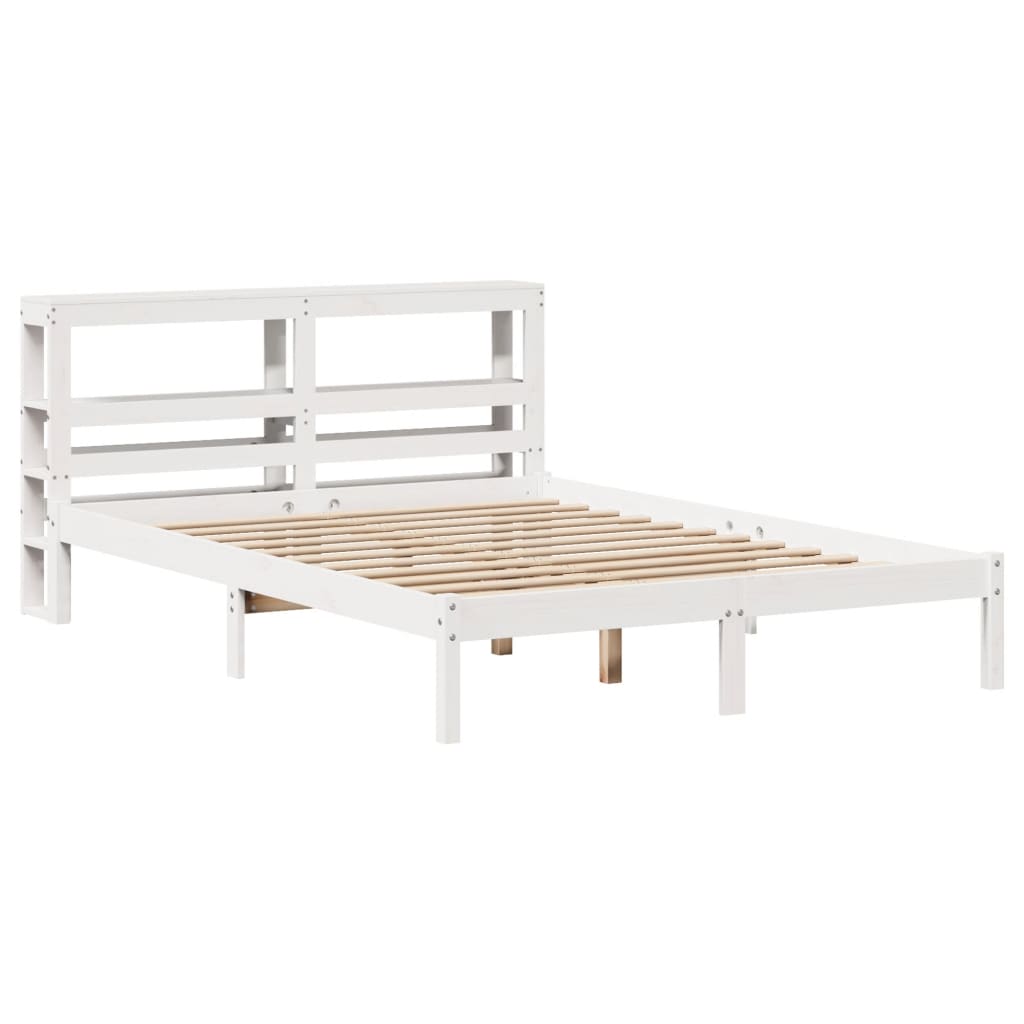 vidaXL Bedframe zonder matras massief grenenhout wit 160x200 cm afbeelding
