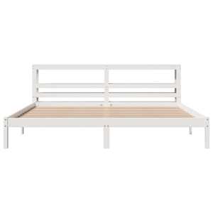 Postel bez matrace bílá 200 x 200 cm masivní borovice - obrázek 4