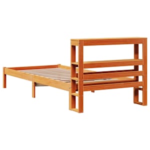 Rám postele s čelem voskově hnědý 90 x 190 cm masivní borovice - obrázek 6