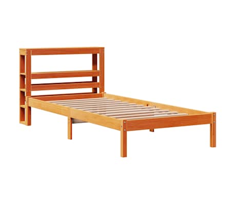 vidaXL Bettgestell mit Kopfteil ohne Matratze Wachsbraun 90x200 cm