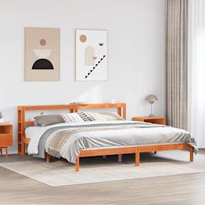 Rám postele s čelem voskově hnědý 180x200 cm masivní borovice - obrázek 1