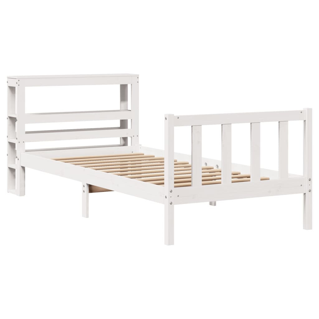 vidaXL Bedframe zonder matras massief grenenhout wit 140x200 cm afbeelding